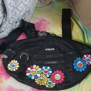New Era Black Floral Waist Bag